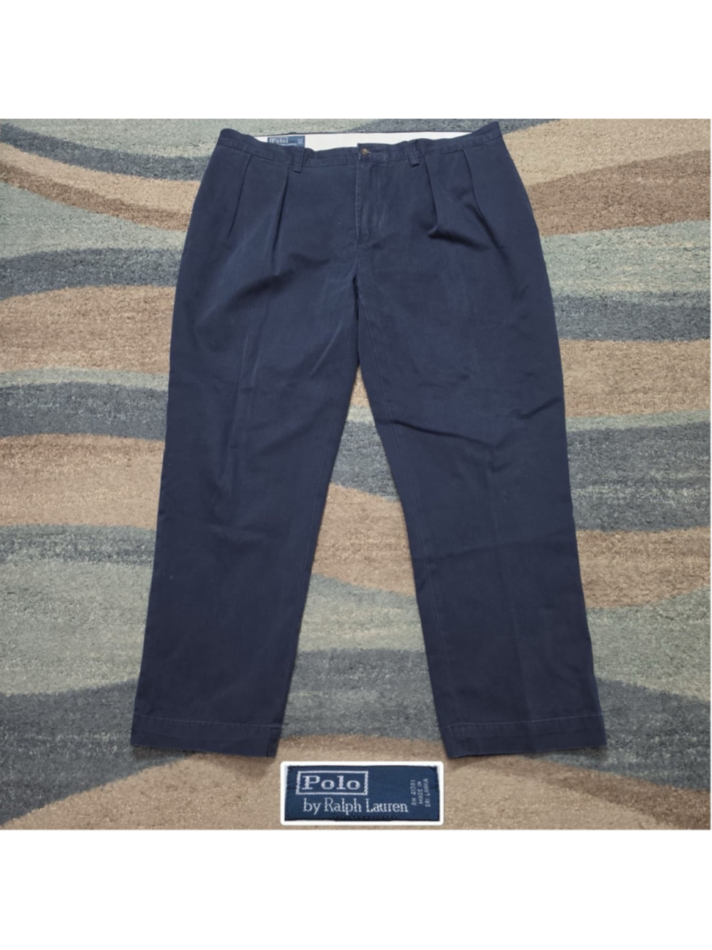 Polo Ralph Lauren Ethan Pants Mens 40x30 Navy Pleated Chino Classic Fit
